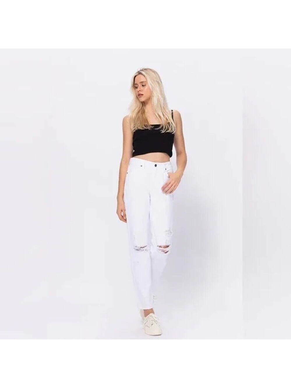 Hidden Bailey High Rise Boyfriend White Denim Size 28